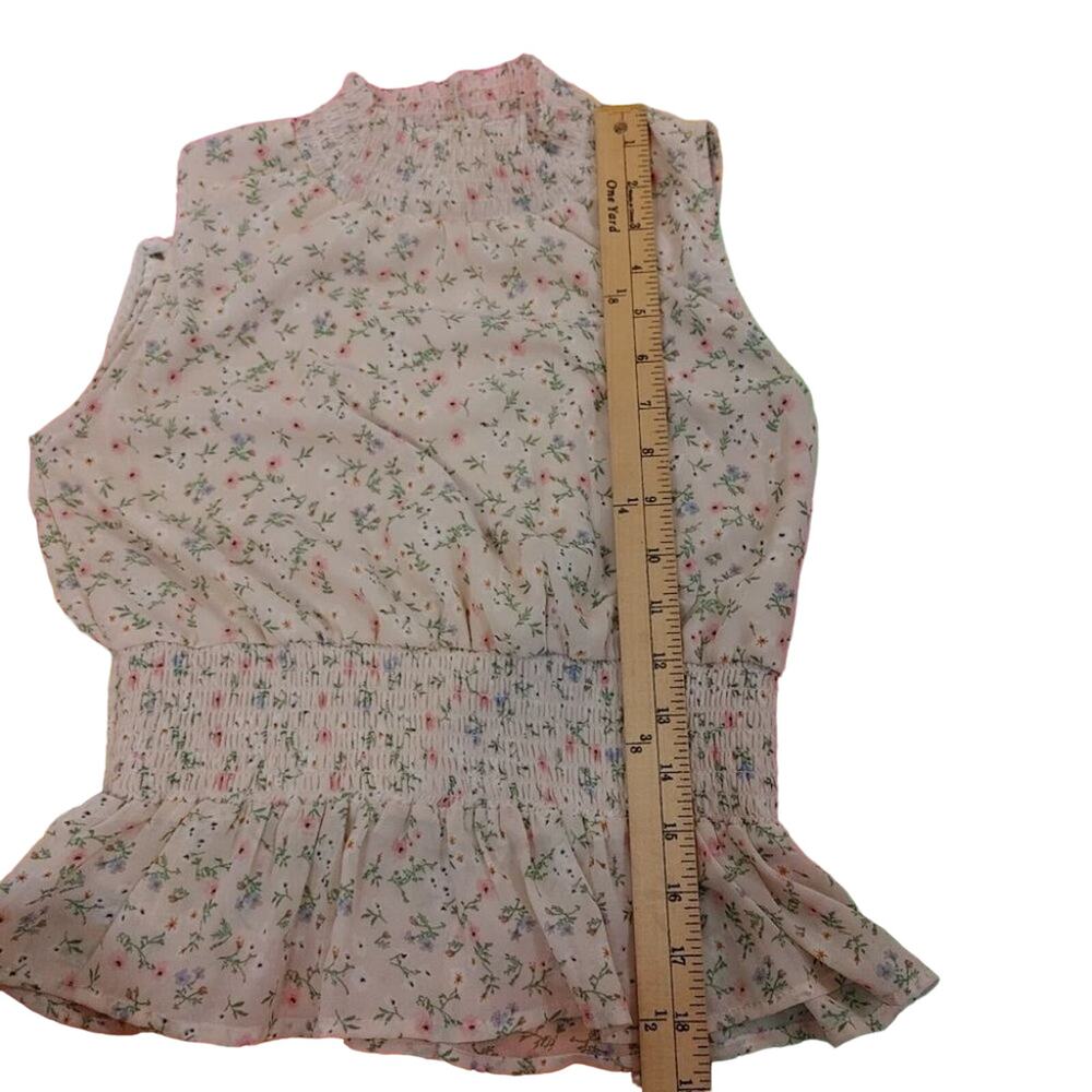 Japna Floral Peplum Size Small Sleeveless Cottage Core Kawaii Sleeveless Blouse - Picture 2 of 9